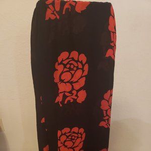 Chico's Red and Black Floral Maxi Skirt Size 2/Med